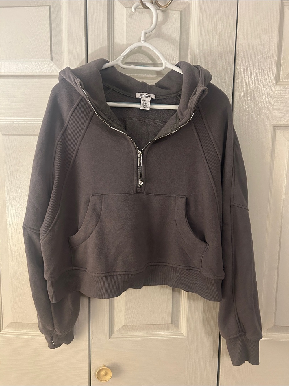 Madewell Charcoal Half-Zip Hooded Sweatshirt